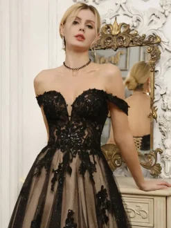 Black Wedding Dresses Lace A-Line Sleeveless With Train Bridal Gown Free Customization