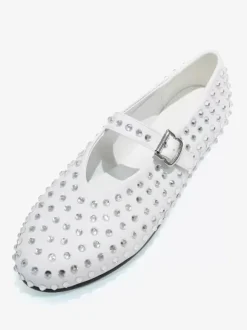 Black Ballerina Flats Rhinestones Round Toe Mary Jane Ballet Flat Shoes