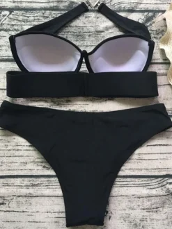 Black Bandeau Sexy Bikini Sexy Strapless Low Waist Swimsuit