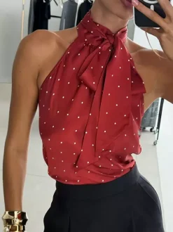 Black Cami Top Halter Sleeveless Chic Camis For Women