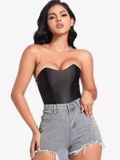 Black Corset Strapless Underbust Polyester Back Bandage Busiter