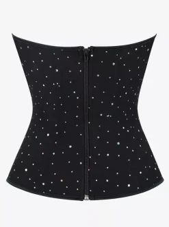 Black Corset Underbust Sweetheart Shapewear Back Zipper Womens Bustier