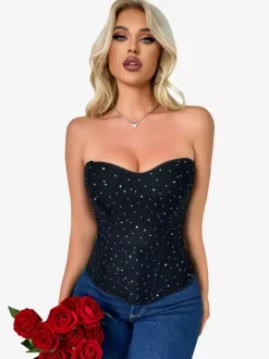 Black Corset Underbust Sweetheart Shapewear Back Zipper Womens Bustier