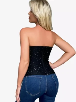 Black Corset Underbust Sweetheart Shapewear Back Zipper Womens Bustier