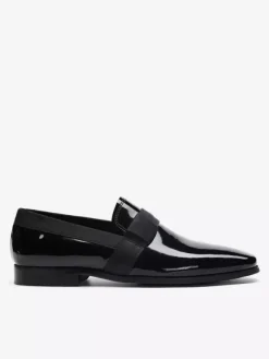 Black Dress Shoes Men's Real Leather Round Toe Slip On Loafers
