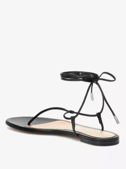Black Flat Sandals Flip Flop Lace Up Sandal Shoes For Women