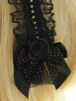 Black Flower Bows Lace Synthetic Lolita Hair Accessories