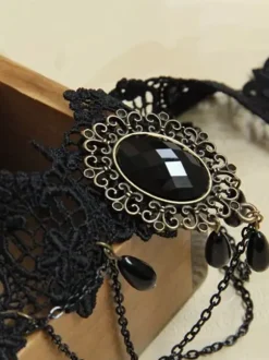 Black Gothic Wedding Necklaces Black Rectangular Wedding Necklace