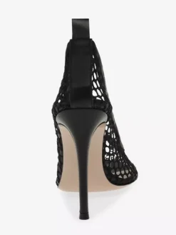 Black High Heel Pumps Mesh Pointed Toe Stiletto Heel Dress Shoes