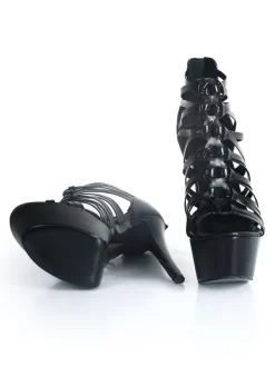 Black High Heel Sandals Open Toe Strappy Sandal Size US5-13