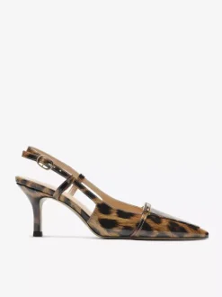 Black Kitten Heel Pumps Pointed Toe Buckle Detail Slingback Shoes