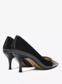 Black Kitten Heel Pumps Women's Pointed Toe Slip On Dress Shoes