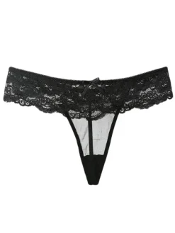 Black Lace Panties Bows Sexy Thong For Women