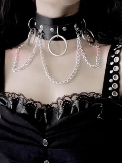 Black Lolita Metal Choker Metal Details Metallic Miscellaneous Lolita Accessories