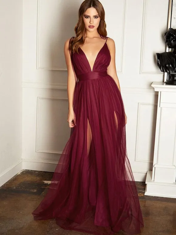 Black Loyal Wedding Dresses Tulle A-Line Sleeveless Split Front Floor-Length Bridal Gown Free Customization