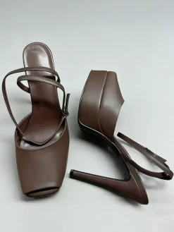 Black Platform Sandals Women's Peep Toe Ankle Strap Party Shoes