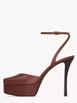 Black Platform Sandals Women's Peep Toe Ankle Strap Party Shoes
