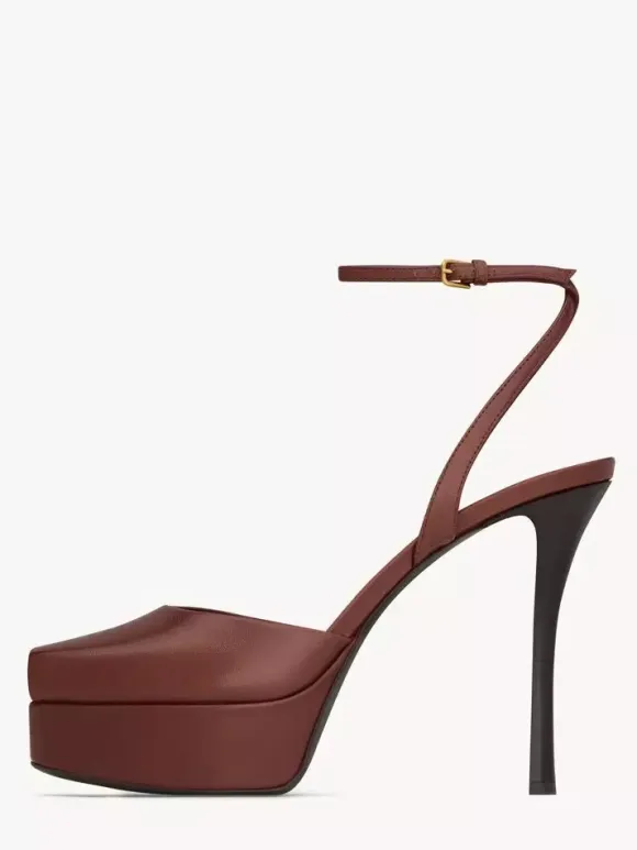 Black Platform Sandals Women's Peep Toe Ankle Strap Party Shoes