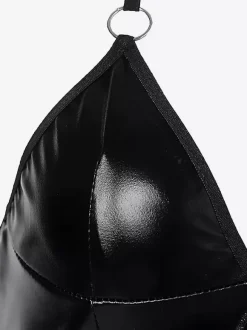 Black Pole Dance Costumes Leather Sexy Costumes Women Night Club Wear