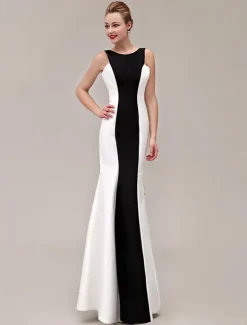 Black Prom Dresses 2026 Color Block Backless Fishtail Evening Gown Mermaid Ruffles Formal Dresses Free Customization