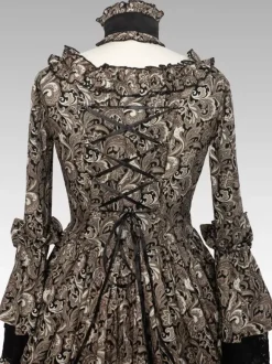 Black Retro Costumes Bows Lace Polyester Marie Antoinette Costume Dress Renaissance Clothing