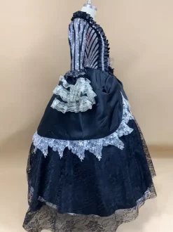 Black Retro Costumes Women's Floral Print Marie Antoinette Costume Ruffles Lace Polyester Set Dress Hat Retro 18th Century Costume Burgundy