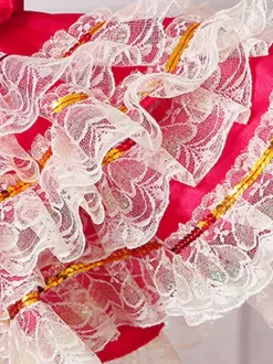 Black Retro Costumes Women's Floral Print Marie Antoinette Costume Ruffles Lace Polyester Set Dress Hat Retro 18th Century Costume Burgundy