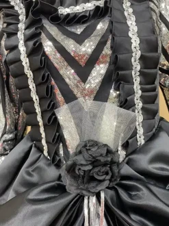 Black Retro Costumes Women's Floral Print Marie Antoinette Costume Ruffles Lace Polyester Set Dress Hat Retro 18th Century Costume Burgundy