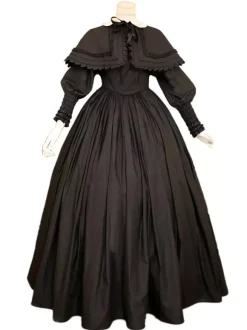 Black Retro Tudor Dress Costumes Lace Polyester Dress Women's Marie Antoinette Costume Retro Tunic Masquerade Ball Gown