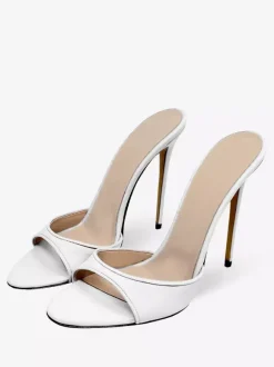 Black Sexy Mules High Heel Open Toe Snake Pattern Stiletto Heel Sandal Slides