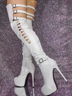 Black Sexy Thigh High Boots Platform Cut Out Over The Knee Boots