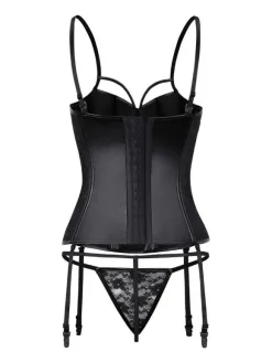 Black U-Neck Sexy Hook And Eye Buttons Corset For Women
