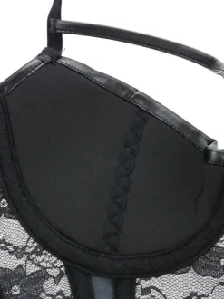 Black U-Neck Sexy Hook And Eye Buttons Corset For Women
