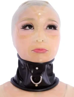 Black Unique Latex Choker with Laced up Back