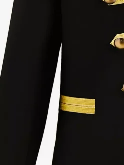 Black Vintage Top Euro-Style Buttons Color Block Long Sleeves Polyester Overcoat Retro Costumes For Man