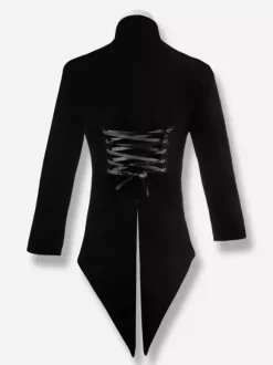 Black Vintage Top Punk Long Sleeves Velour Velour Clothes Retro Costumes For Man
