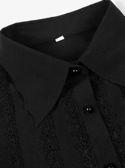 Black Vintage Top Renaissance Polyester Lace Long Sleeves Retro Costumes For Man