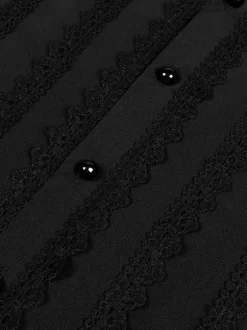 Black Vintage Top Renaissance Polyester Lace Long Sleeves Retro Costumes For Man