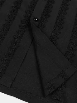 Black Vintage Top Renaissance Polyester Lace Long Sleeves Retro Costumes For Man