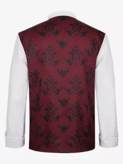 Black Vintage Top Ruffles Floral Print Long Sleeves Retro Costumes For Man Burgundy