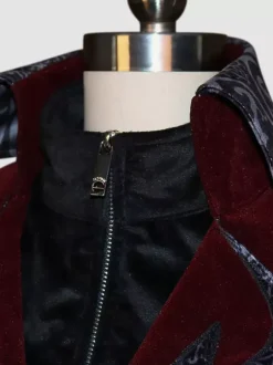 Black Vintage Top Vintage Buttons Long Sleeves Polyester Polyester Fiber Overcoat Retro Costumes For Man Burgundy