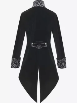 Black Vintage Top Vintage Buttons Long Sleeves Polyester Polyester Fiber Overcoat Retro Costumes For Man Burgundy