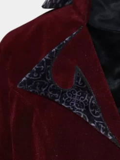 Black Vintage Top Vintage Buttons Long Sleeves Polyester Polyester Fiber Overcoat Retro Costumes For Man Burgundy