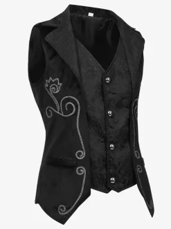 Black Vintage Vintage Polyester Sleeveless Retro Costumes For Man