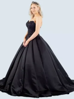 Black Wedding Dresses A-Line Sleeveless Lace With Train Bridal Dress Free Customization