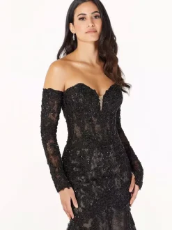 Black Wedding Dresses Lace Mermaid Long Sleeves Floor-Length Bridal Gown Free Customization