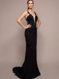 Black Wedding Dresses Mermaid Sleeveless Lace With Train Bridal Gown Free Customization