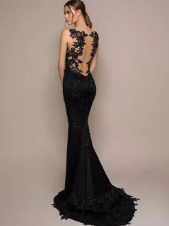 Black Wedding Dresses Mermaid Sleeveless Lace With Train Bridal Gown Free Customization