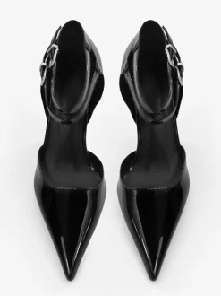 Black Wedge Pumps Pointy Toe Ankle Strap Heels For Women 2026
