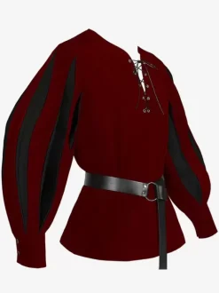 Black+White Vintage Top Retro Stripes Long Sleeves Polyester Polyester Fiber Sash Retro Costumes For Man Burgundy